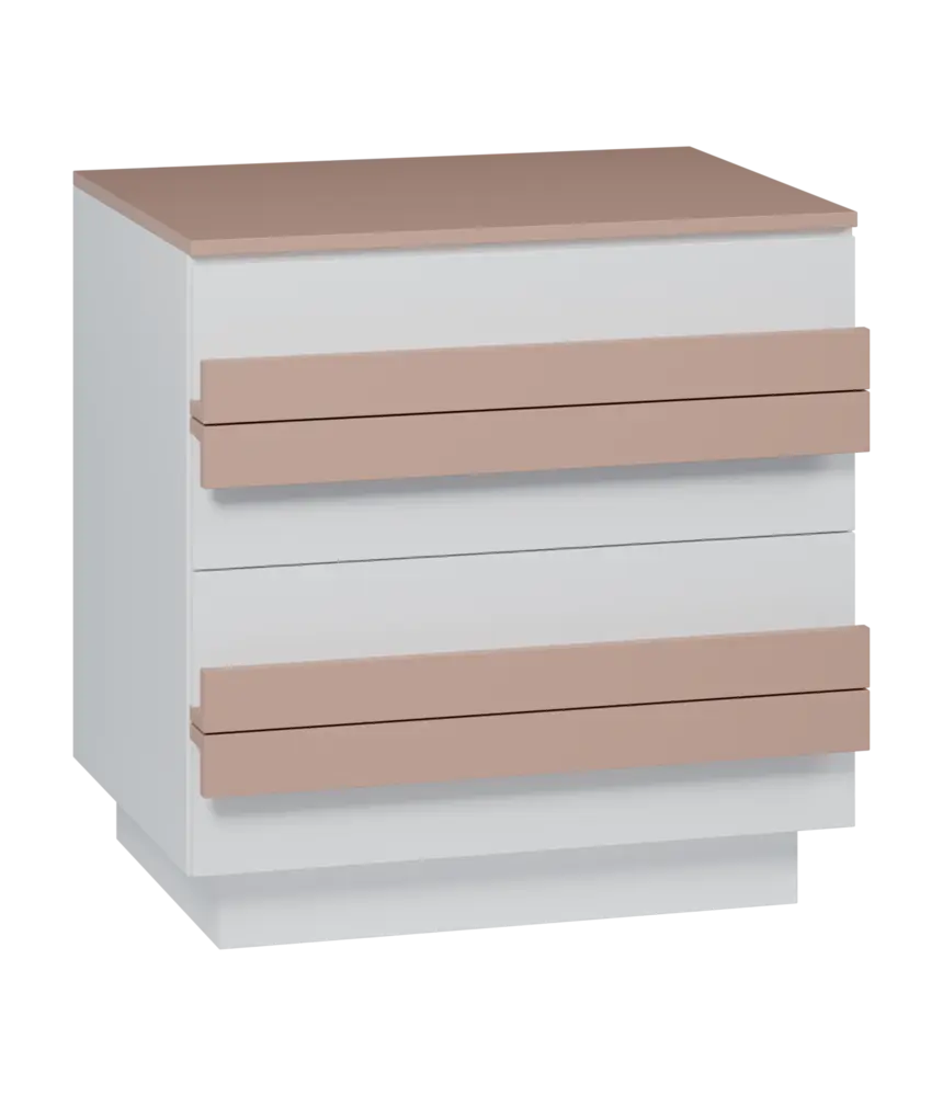 QL 2 - 84Z skříň šatní, 4-zásuvková, 820x800x620 mm, bílá/pudrově růžová